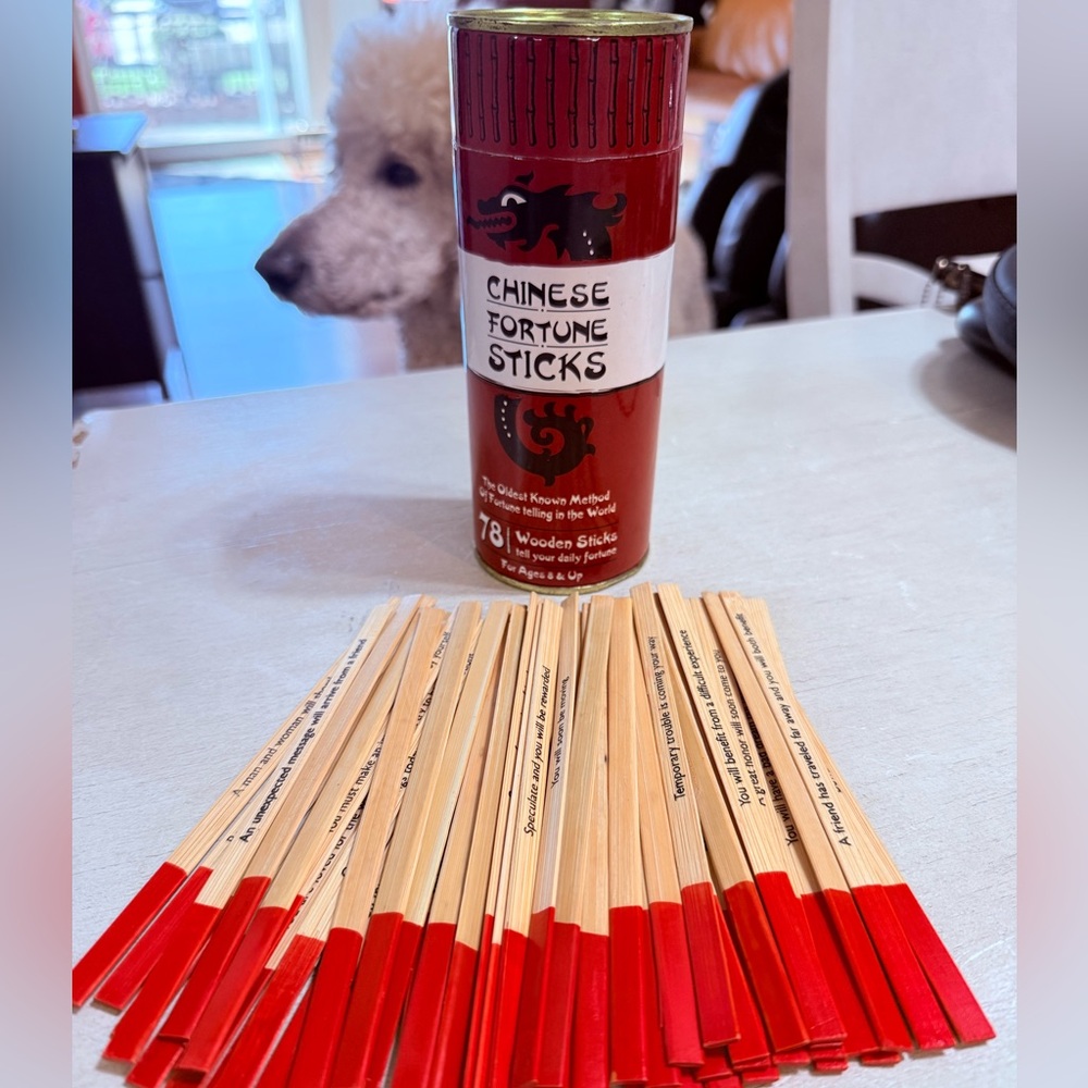 Chinese Fortune Sticks - Red & Natural Bamboo